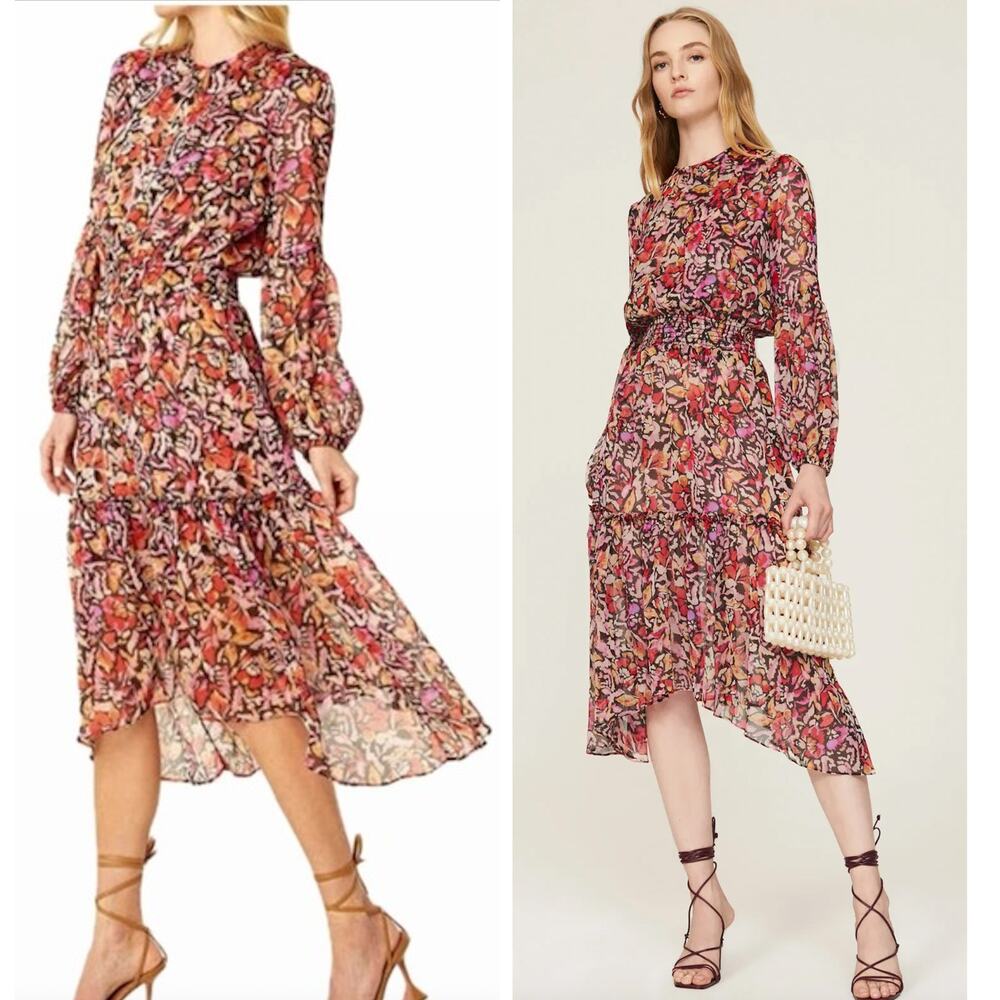 MISA LOS ANGELES Red Pink & Purple Summer Floral Dress – Medium